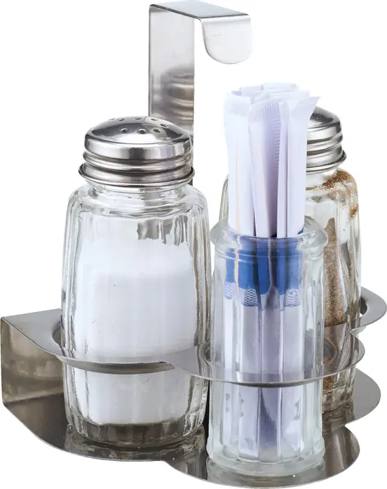 Set Menaj PULSIVA Tardo pentru Sare si Piper, 4 Piese, Otel Inoxidabil si Sticla, Capacitate 50ml, Compatibil cu Masina de Spalat Vase, Argintiu