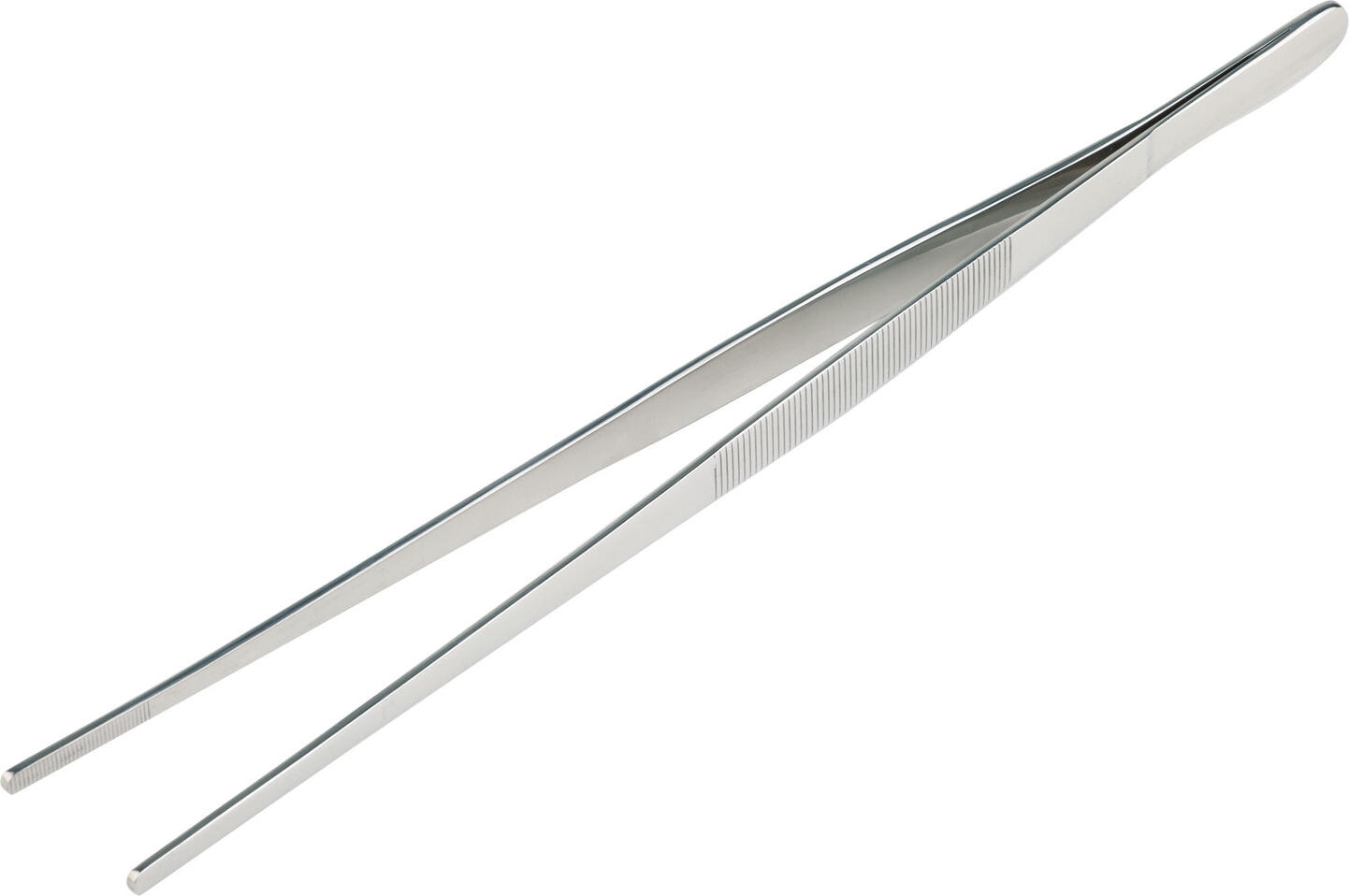 APS Assheuer + Pott GmbH & Co. KG Tweezers pliers Pinzettenzange, Edelstahl hochglanzpoliert Tweezers pliers; 30x1.5x1.5 cm (LxWxH); silver; rectangular Pinzettenzange, Edelstahl hochglanzpoliert; 30x1.5x1.5 cm (LxBxH); silber; rechteckig Made of 18/0 chrome-nickel stainless steel. Dishwasher safe. Die Pinzettenzange ist ein vielseitiges Küchenwerkzeug für präzises Arbeiten beim Anrichten, Wenden und Greifen von Speisen. Sie ermöglicht eine sichere Handhabung auch bei empfindlichen Zutaten und unterstützt eine exakte Platzierung. Ideal für den professionellen Einsatz in Gastronomie sowie für ambitionierte Anwendungen in der heimischen Küche. * Material: 18/0 Edelstahl * Hochglanzpoliert * Geriffelte Grifffläche * Präzises Greifen und Platzieren * Vielseitig einsetzbar * Spülmaschinengeeignet