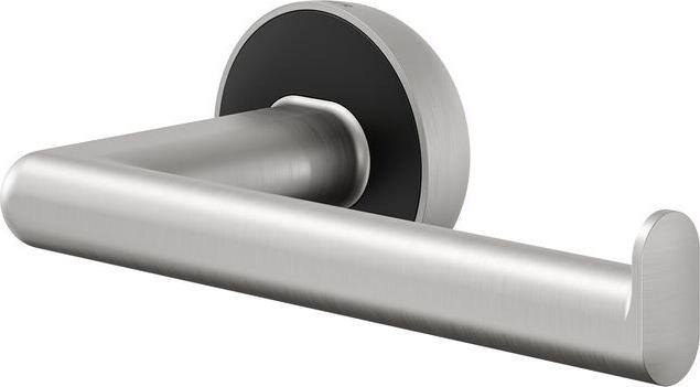 TIGER Cooper Toilet Paper Holder, L-Shape Brushed Stainless Steel and Zamac, Silver and Black, 8.2 x 5.2 x 8.2 cm, TigerFix Compatible