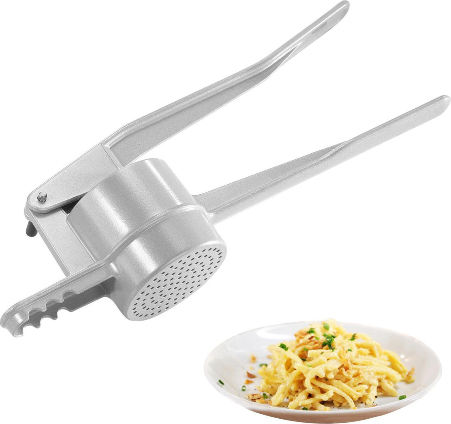 Westmark Spaetzle and Potato Press, Aluminium, 40 cm, Silver, with 3 Perforated Support Grids, Dishwasher Safe, Made in Germany