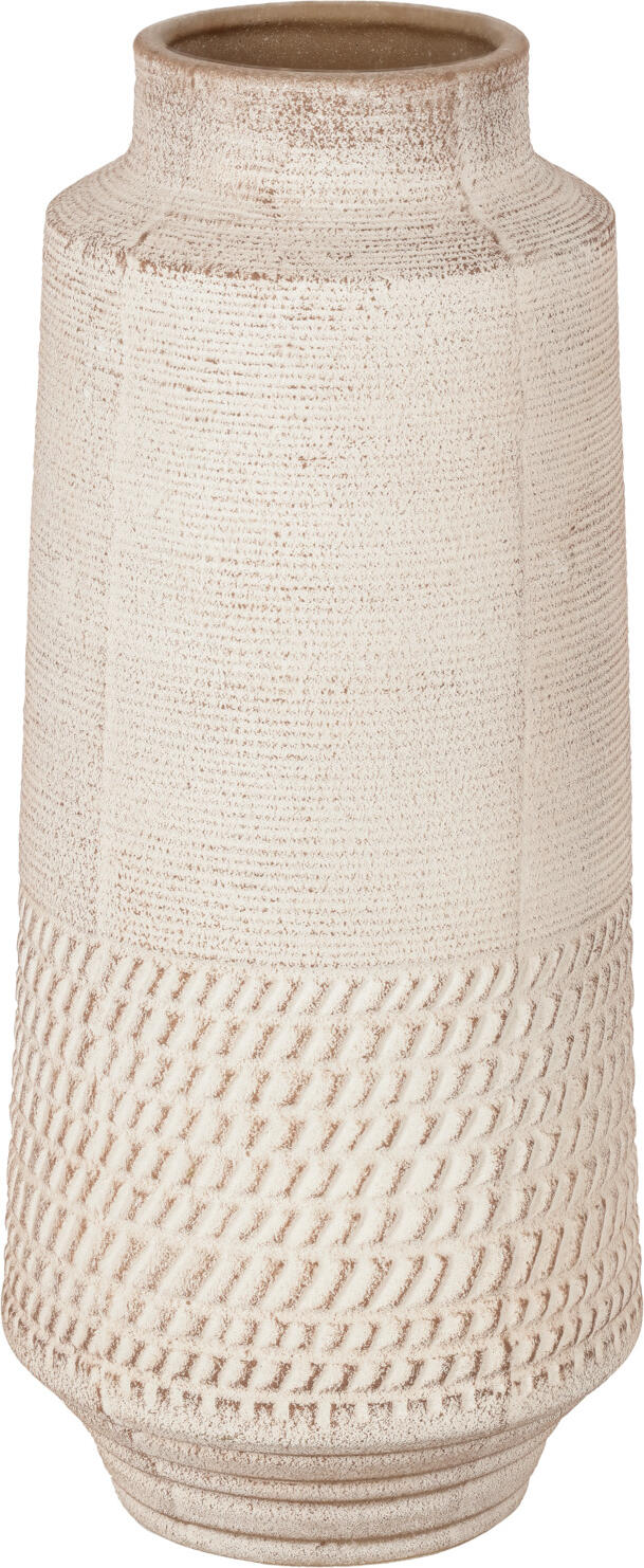 Vega Ahmadi Vase, Ceramic Stone-look Finish, Beige, Waterproof, 14 cm Diameter, 33 cm Height