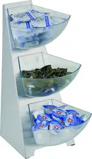 APS Assheuer + Pott GmbH & Co. KG Multi rack Multi-Rack 3-stufig Multi rack; 21x16x41 cm (LxWxH); transparent Multi-Rack 3-stufig; 21x16x41 cm (LxBxH); transparent Multi rack 3-tier made of stainless steel 18/ including three containers made of transparent frosted plastic. Capacity per container approx. 1 liter. Das 3-stufige Gestell MULTI RACK eignet sich ideal zum übersichtlichen Präsentieren und Bereitstellen von kleinen Snacks, Zutaten, Toppings oder Portionsartikeln im Buffetbereich, in der Gastronomie, Hotellerie oder Gemeinschaftsverpflegung. Die gestufte Anordnung sorgt für eine platzsparende und ansprechende Warenpräsentation. Das Set ist robust, pflegeleicht und für den täglichen Einsatz bestens geeignet. * Gestell aus 18/0 Edelstahl gefertigt * Schütten aus gefrostetem SAN gefertigt * Set mit drei Schütten * 3-stufige Ausführung * Ideal für Buffet und Selbstbedienung * Spülmaschinengeeignet * Made in Germany