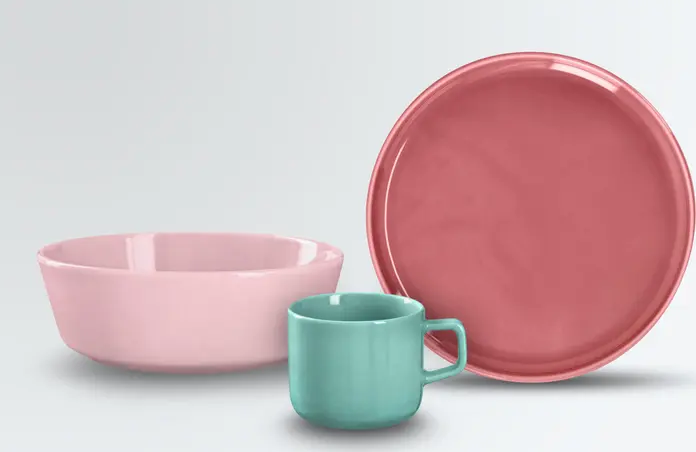 VEGA Alegria Porcelain Tableware Sample Set, Food-Safe Ceramic Dinnerware including Plate, Bowl and Coffee Cup