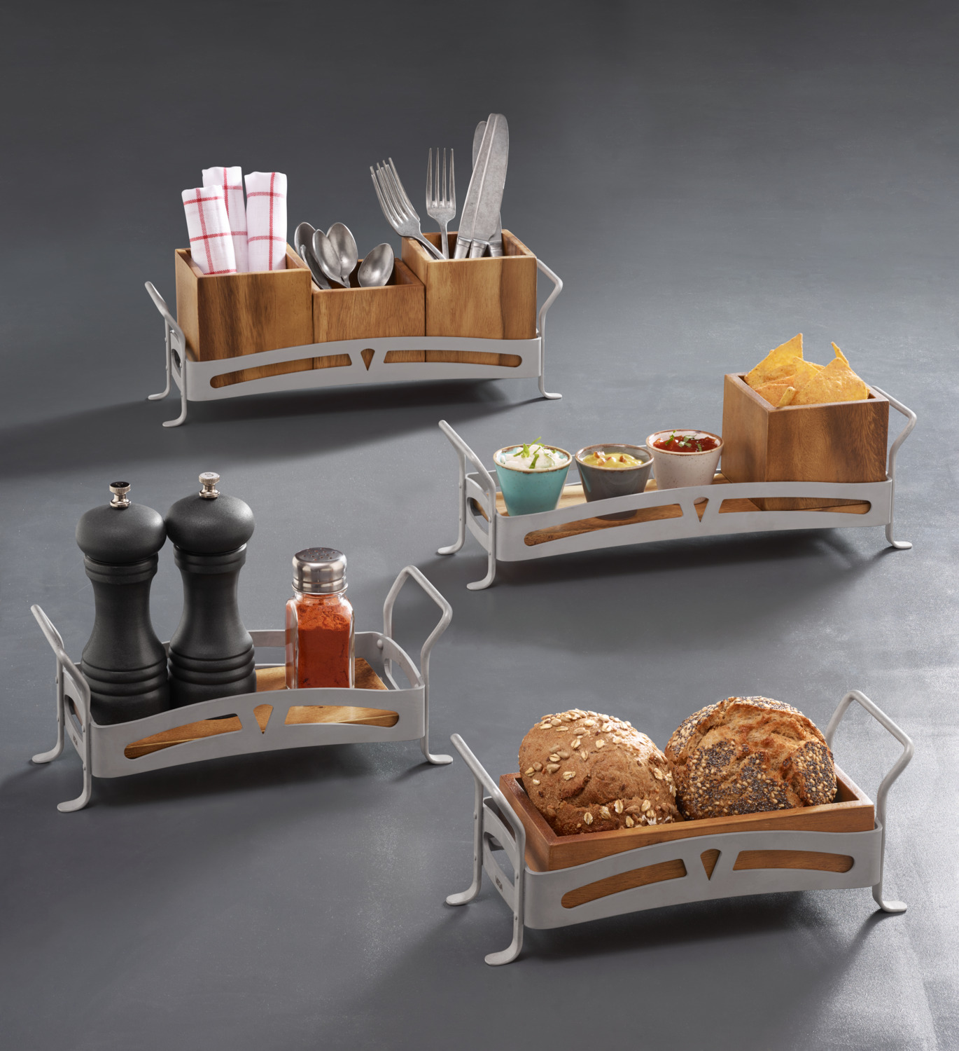 VEGA Ruby Acacia Wood Box, 20 x 10 x 4 cm, Food-Safe Table and Buffet Accessory for Ruby Stainless Steel Frames, Acacia-Brown
