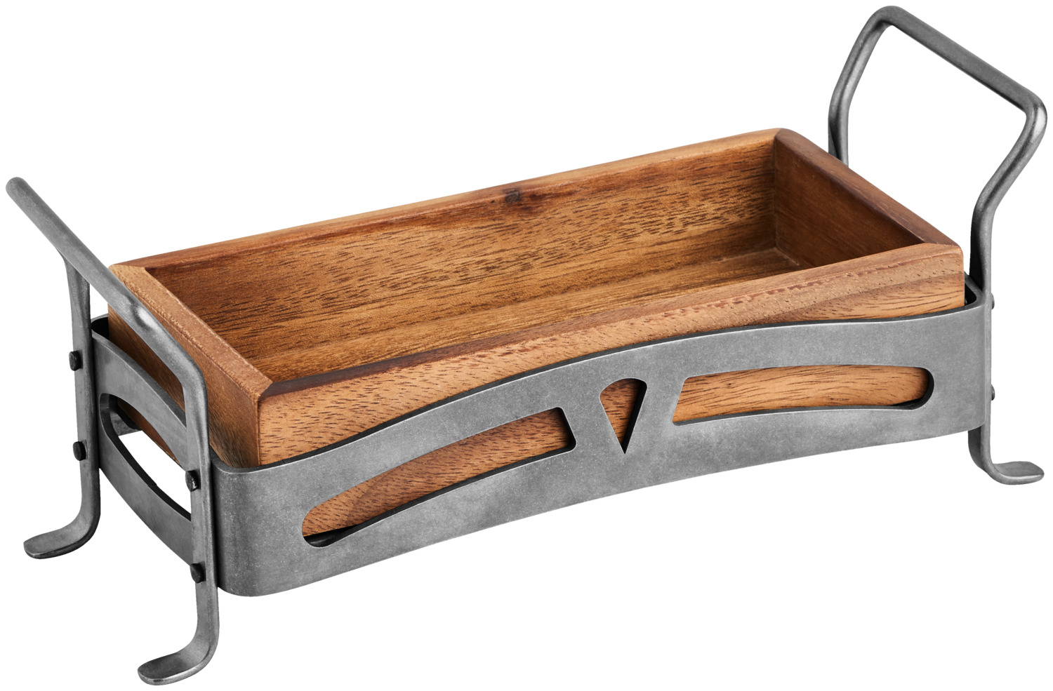 VEGA Ruby Acacia Wood Box, 20 x 10 x 4 cm, Food-Safe Table and Buffet Accessory for Ruby Stainless Steel Frames, Acacia-Brown