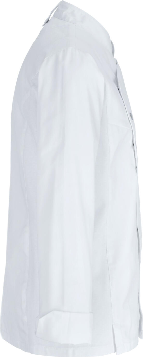 Jobeline Lewis Men's Chef's Jacket, Long-Sleeved White Professional Coat, 65% Polyester 35% Cotton, Piqué Breathable Inserts, Snap Button Fastening