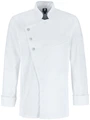 JOBELINE LUSINI Solutions GmbH Men's chef's jacket Lewis long-sleeved Herren Kochjacke Lewis Langarm Men's chef's jacket Lewis long-sleeved; Size 60; white Herren Kochjacke Lewis Langarm; Kleidergröße 60; weiß 65% polyester, 35% cotton. 150 g/m². 60°C wash. Elegant long-sleeved men's chef jacket made from an extra-light and breathable fabric, with piping around the front and collar. Particularly breathable and comfortable thanks to opaque and elastic piqué inserts on the sides and undersleeves. With a short, classic stand-up collar, snap button fastening and a two-part upper arm pocket. With an inset seam pocket on the chest and a practical bib apron loop in the neck. The sleeves are finished with a classic turn-up cuff. Slightly tailored cut. Back length: 78 cm for size 50. 65 % Polyester, 35 % Baumwolle. 150 g/m². 60°-Wäsche Elegante langärmlige Herrenkochjacke aus einem extraleichten und atmungsaktiven Gewebe, mit umlaufendem Paspel in der Front und am Kragen. Besonders atmungsaktiv und bequem durch blickdichte und elastische Piqué-Einsätze an den Seiten und den Unterärmeln. Mit einem kurzen klassischen Stehkragen, Druckknopfverschluss, sowie einer zweigeteilten Oberarmtasche. Mit einer eingelassenen Nahttasche auf der Brust und praktischer Latzschürzenschlaufe im Nacken. Den Ärmelabschluss bildet eine klassische Umschlagmanschette. Leicht tailliert geschnitten. Rückenlänge: 78 cm in Gr. 50