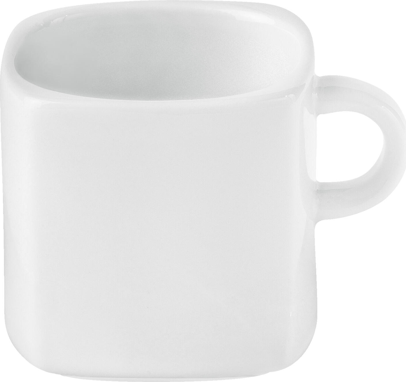 Pulsiva Jazz Espresso Cup, 90ml White Porcelain Square Coffee Cup with Handle, Stackable and Robust, Dishwasher and Microwave Safe