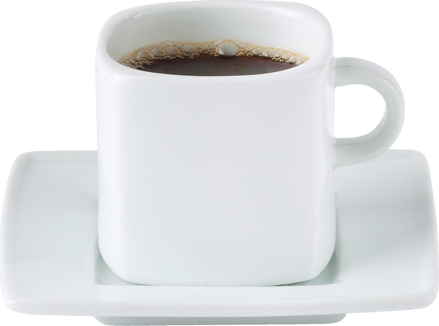Pulsiva Jazz Espresso Cup, 90ml White Porcelain Square Coffee Cup with Handle, Stackable and Robust, Dishwasher and Microwave Safe