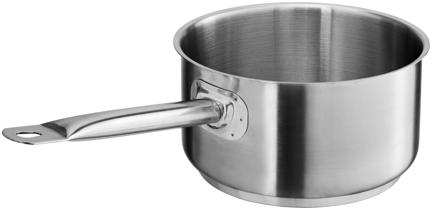 VEGA LUSINI Solutions GmbH Saucepan  Professional Stielkasserolle Professional Saucepan  Professional; 3.3 l, 20x11.5 cm (ØxH); silver; round Stielkasserolle Professional; 3.3 l, 20x11.5 cm (ØxH); silber; rund Matt brushed 18/10 chrome nickel stainless steel saucepan with pouring rim for drip-free pouring. Spot-welded solid handles prevent you from getting burned when lifting. Thick stainless steel bottom with 6 mm aluminum in sandwich technique for better heat conduction and storage. Suitable for all types of stoves. Supplied without lid. Suitable for dishwasher. Matt gebürstete Stielkasserolle aus Chrom-Nickel-Edelstahl 18/10, rostfrei, mit Schüttrand zum tropffreien Ausgießen. Punktgeschweißte, massive Griffe verhindern, dass man sich beim Anheben verbrennt. Dicker Edelstahlboden mit 6 mm Aluminium in Sandwich-Technik für eine bessere Wärmeleitung und -speicherung. Für alle Herdarten geeignet. Lieferung ohne Deckel. Spülmaschinengeeignet.
