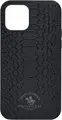 Santa Barbara Polo & Racquet Club Knight Phone Case for iPhone 17 Pro Series, Black, Textured Reptile Snakeskin Pattern with Embossed Logo, Protective Cover