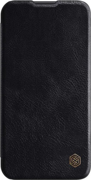 Nillkin Qin Pro Genuine Textured Leather Case for Apple iPhone 13, Shock-Resistant Full-Body Protective Back Cover, Luxury Black Finish