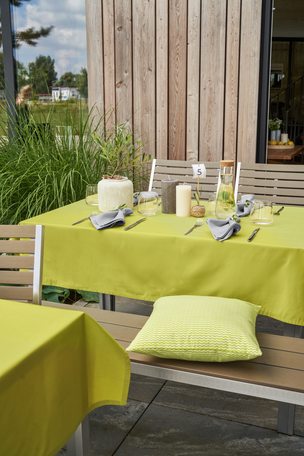 LUSINI Blanca Square Seat Cushion, 40x40x3 cm, Yellow, 100% Polyacrylic, Outdoor, Quick-drying, Removable Cover, OEKO-TEX Standard 100