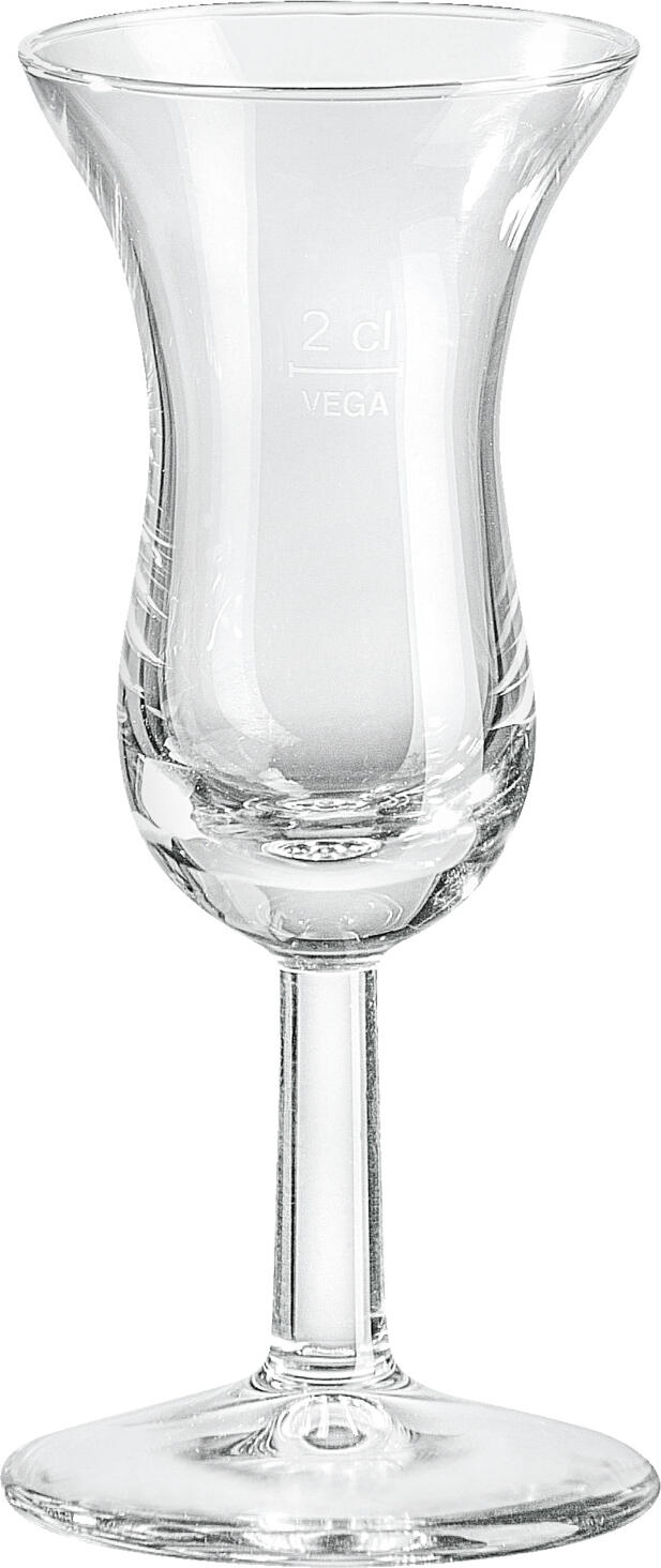 VEGA Intermezzo Digestif Shot Glasses, 50 ml Transparent Glass, 2 cl Filling Line, Dishwasher Safe, Set of 12 Pieces