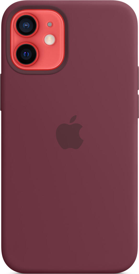 Apple Silicone Case with MagSafe for iPhone 12 Series, Plum, Shock-Absorbing Protective Cover with Soft Microfiber Lining and Integrated Magnets
