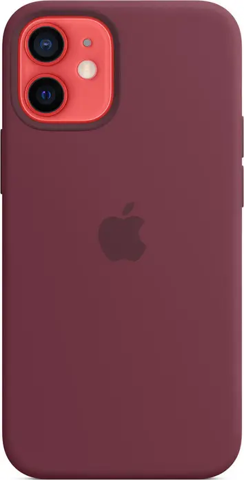 Apple Silicone Case with MagSafe for iPhone 12 Series, Plum, Shock-Absorbing Protective Cover with Soft Microfiber Lining and Integrated Magnets