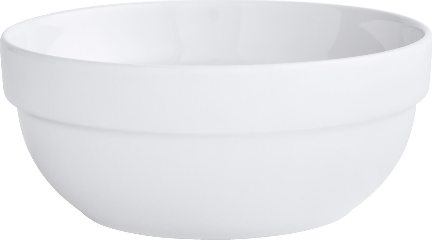 PULSIVA LUSINI Solutions GmbH Stew bowl Stackora Eintopfschüssel Stackora Stew bowl Stackora; 850 ml, 17x8 cm (ØxH); white; 6 piece / pack Eintopfschüssel Stackora; 850 ml, 17x8 cm (ØxH); weiß; 6 Stück / Pack Stew bowl The porcelain stew bowl is specially designed for stews, bowls or braised dishes and is ideally suited to communal catering. It combines a large capacity with a sturdy design for everyday use. The reinforced rim increases its service life. Its excellent stackability saves valuable space in the kitchen and storeroom, whilst its microwave-safe properties allow for flexible food serving. * Ideal for larger portions * High impact resistance thanks to reinforced rims * Stacks efficiently * Dishwasher-safe and microwave-safe Eintopfschüssel Die Eintopfschüssel aus Porzellan ist speziell für Eintöpfe, Bowls oder Schmorgerichte ausgelegt und optimal für die Gemeinschaftsverpflegung geeignet. Sie kombiniert hohe Füllkapazität mit stabiler Ausführung für den täglichen Einsatz. Die verstärkte Kante erhöht die Lebensdauer. Durch die gute Stapelbarkeit wird wertvoller Platz in Küche und Lager eingespart, während die mikrowellengeeigneten Eigenschaften eine flexible Speisenausgabe ermöglichen. * Ideal für größere Portionen * Hohe Stoßfestigkeit durch verstärkte Ränder * Effizient stapelbar * Spülmaschinenfest und mikrowellengeeignet