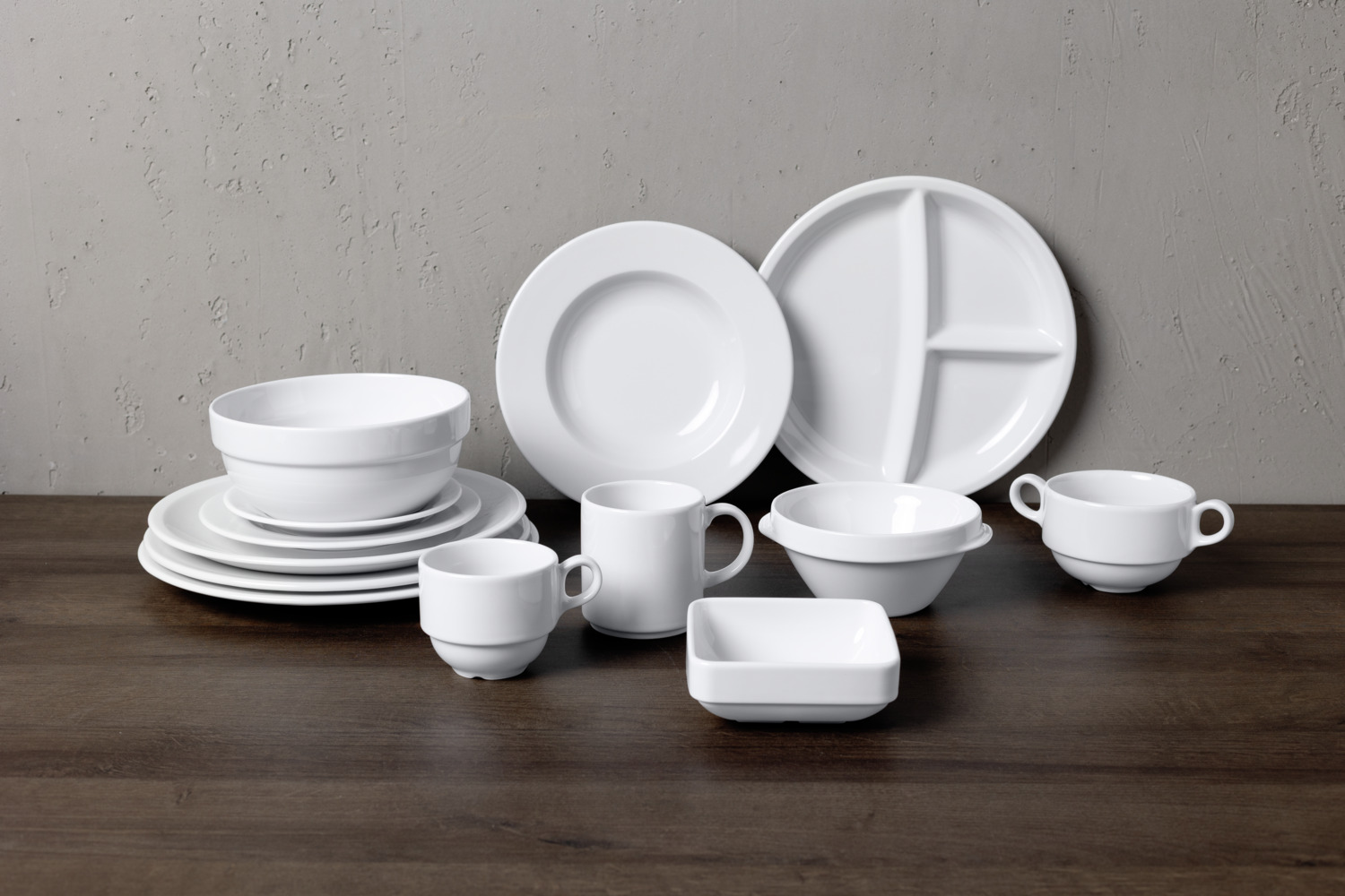 PULSIVA Stackora Porcelain Stew Bowl, 850ml, 17cm Diameter, White, Stackable, High Impact Resistance, Microwave and Dishwasher Safe