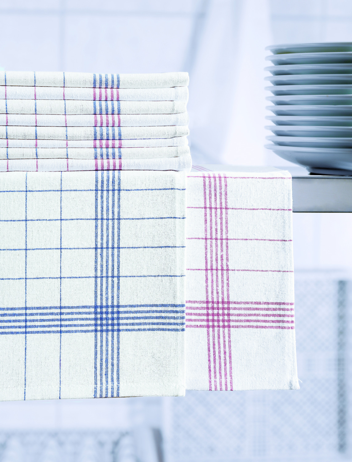 ERWIN M. LUSINI Bremen Tea Towels, 100% Cotton, 50 x 70 cm, Checkered Pattern, Absorbent and Durable, OEKO-TEX Standard 100 Certified