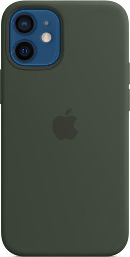 Apple Silicone Case with MagSafe for iPhone 12 mini, Dark Green, Soft Microfiber Lining, Built-in Magnets for Wireless Charging, Qi and Qi2 Certified