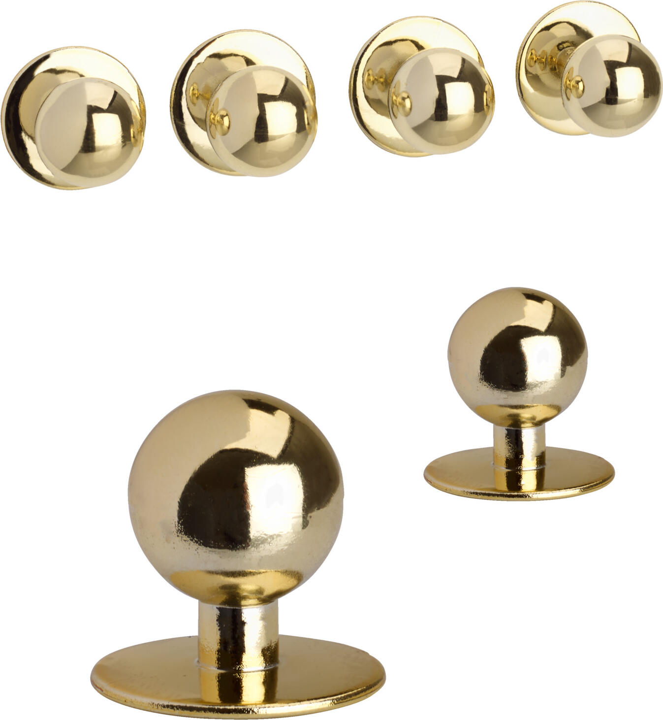 PULSIVA Plain Glossy Golden Ball Buttons for Professional Chef Jackets, Durable Plastic Round Quick-Opening Design, Set of 12 Pieces