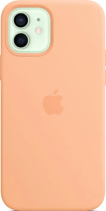 Husa Apple din Silicon cu MagSafe pentru seria iPhone 12, Culoare Cantaloupe, Protectie Shock-Absorbing cu Captusala Interioara din Microfibra si Magneti Integrati