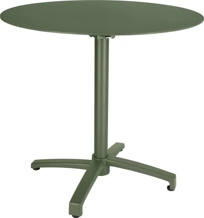 VEGA Taipa Outdoor Aluminum Table, Round Folding Top, 80cm Diameter, 72cm Height, Powder Coated, Rust-proof, UV and Scratch Resistant, Olive