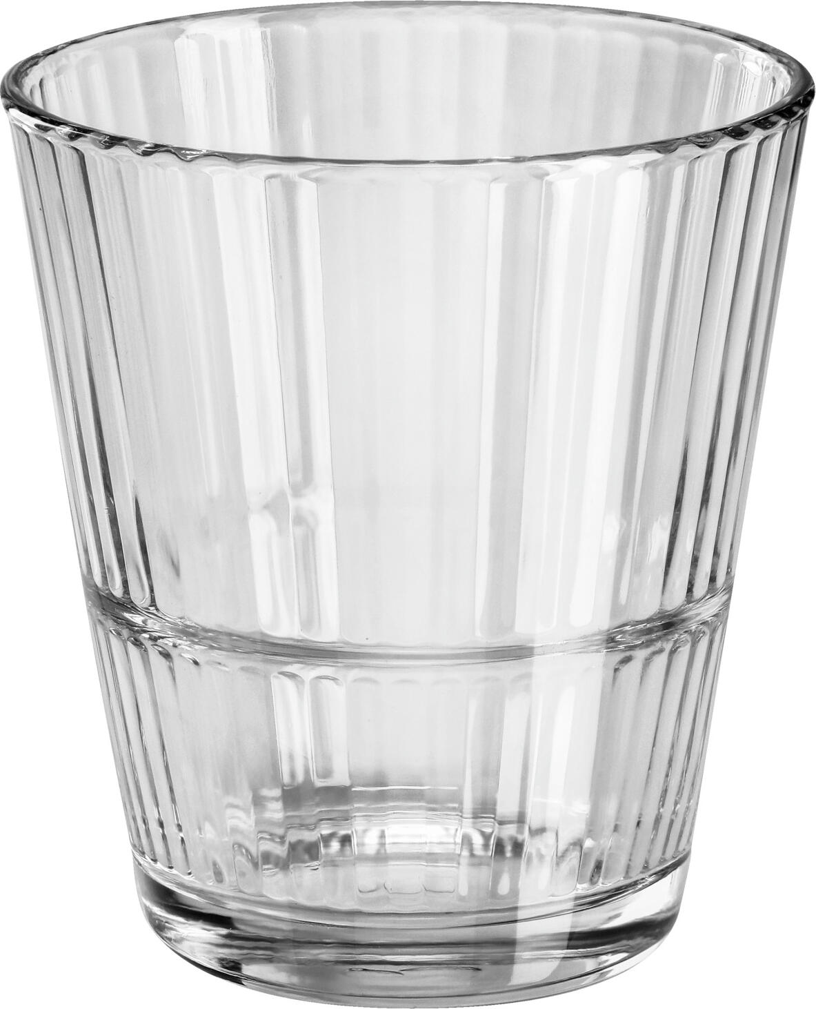 Pasabahce Grande Sunray Universal Drinking Glass, 290ml Tempered Glass, Stackable Ridged Design, Dishwasher Safe, Transparent