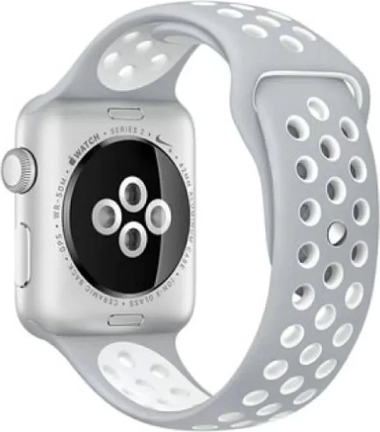 Perforated Sport Watch Strap for Apple Watch 42mm 44mm 45mm 49mm, Breathable Ventilation Hole Band, Gray and White