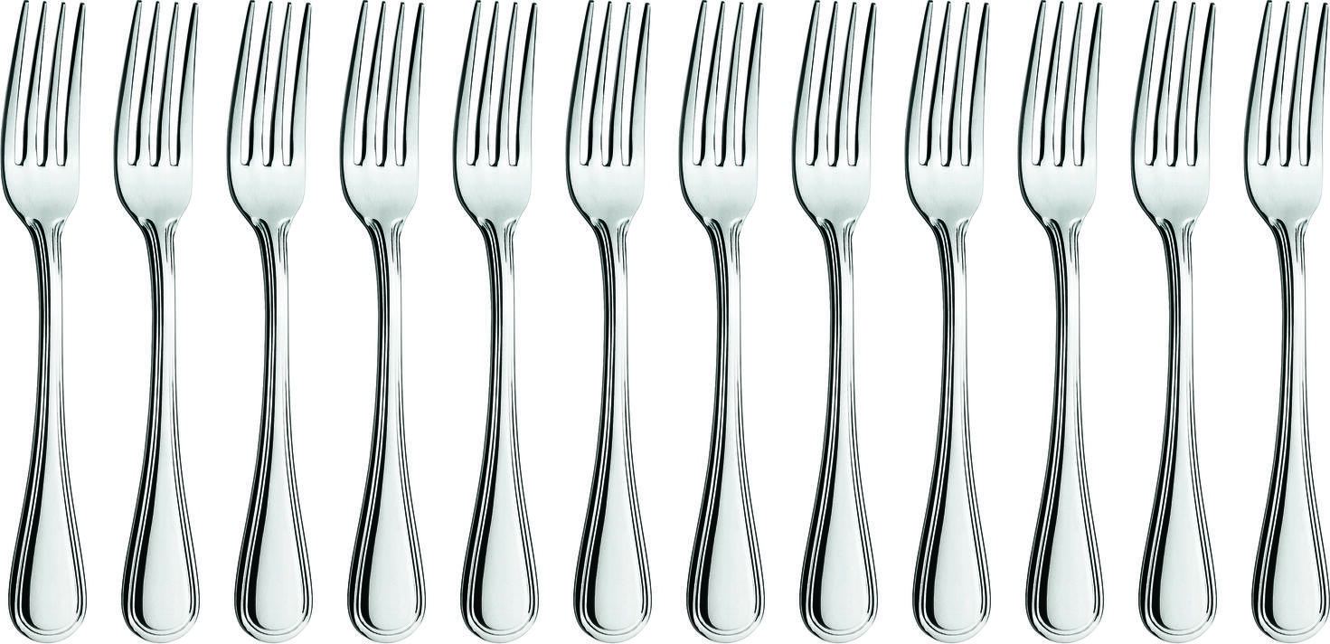 VEGA San Remo Starter and Dessert Fork, 18/10 Chrome-Nickel Stainless Steel, Mirror Polished, 17.4 cm, Gastronomy Grade, Silver