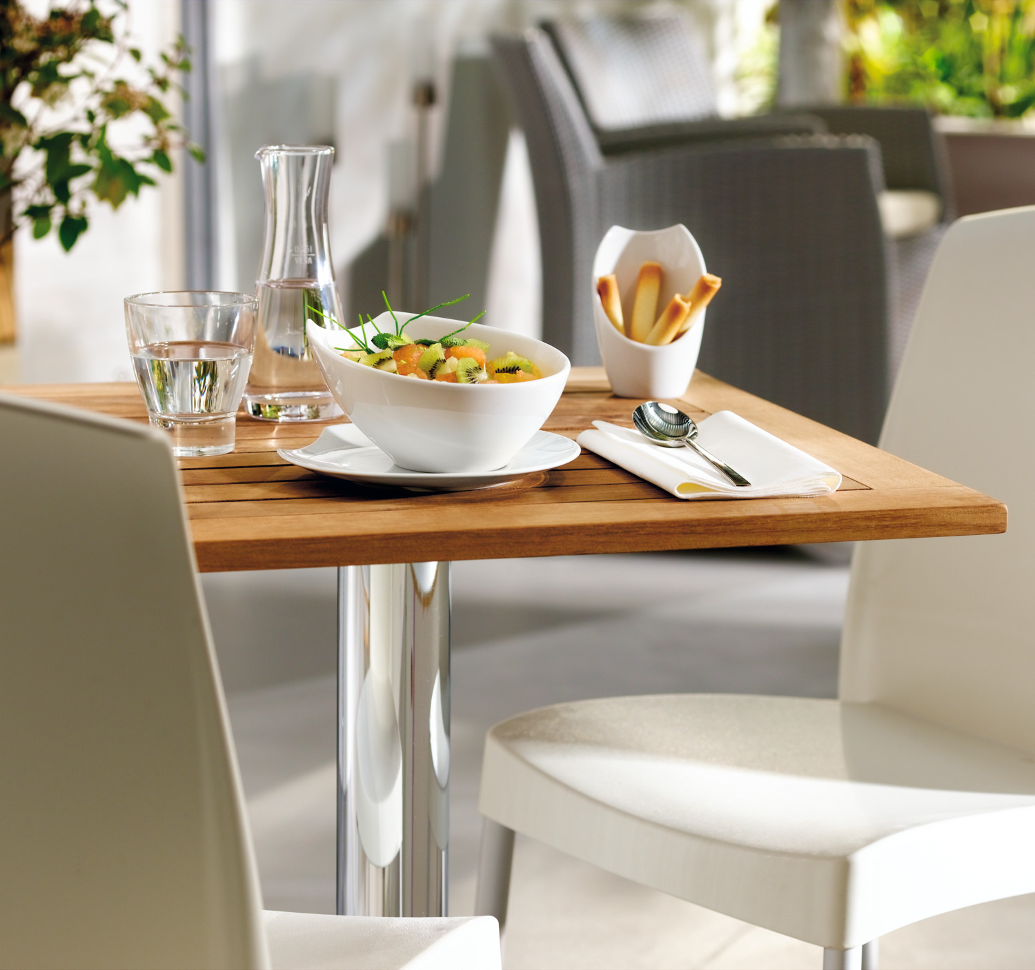 LUSINI Contrast White Porcelain Bowl with Edge Cutout, 4 pieces, 85 ml, 12.5 cm, Dishwasher and Microwave Safe