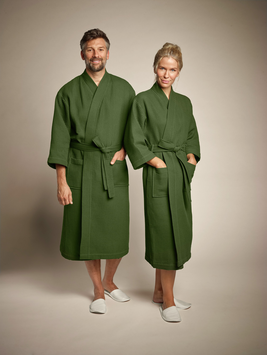 ERWIN M. LUSINI Mino Bathrobe, Size 2XL/3XL, 100% Pure Cotton Waffle Pique, Kimono Cut, 7/8 Sleeves, OEKO-TEX Standard 100, Hotel and Spa Quality
