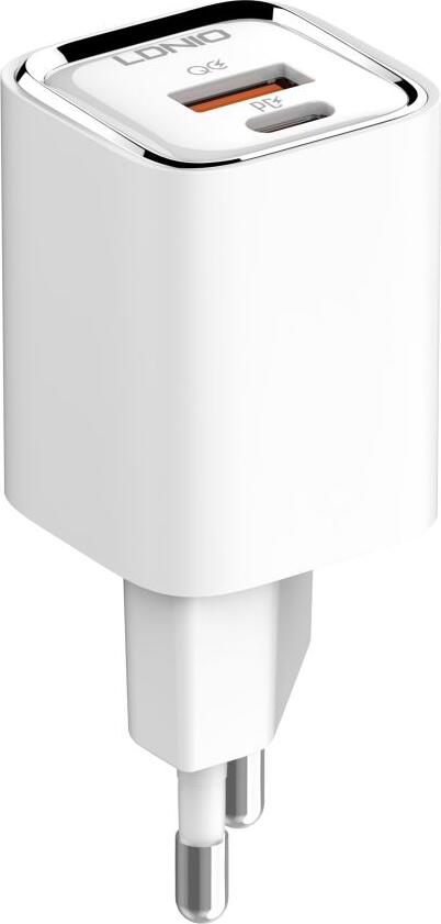 Incarcator de perete LDNIO A2317C 30W Max, Incarcare Rapida PD 30W si QC 18W, Porturi Duble USB-C si USB-A, Suport PPS, Priza EU, PC Ignifug, Alb, cu Cablu Type-C