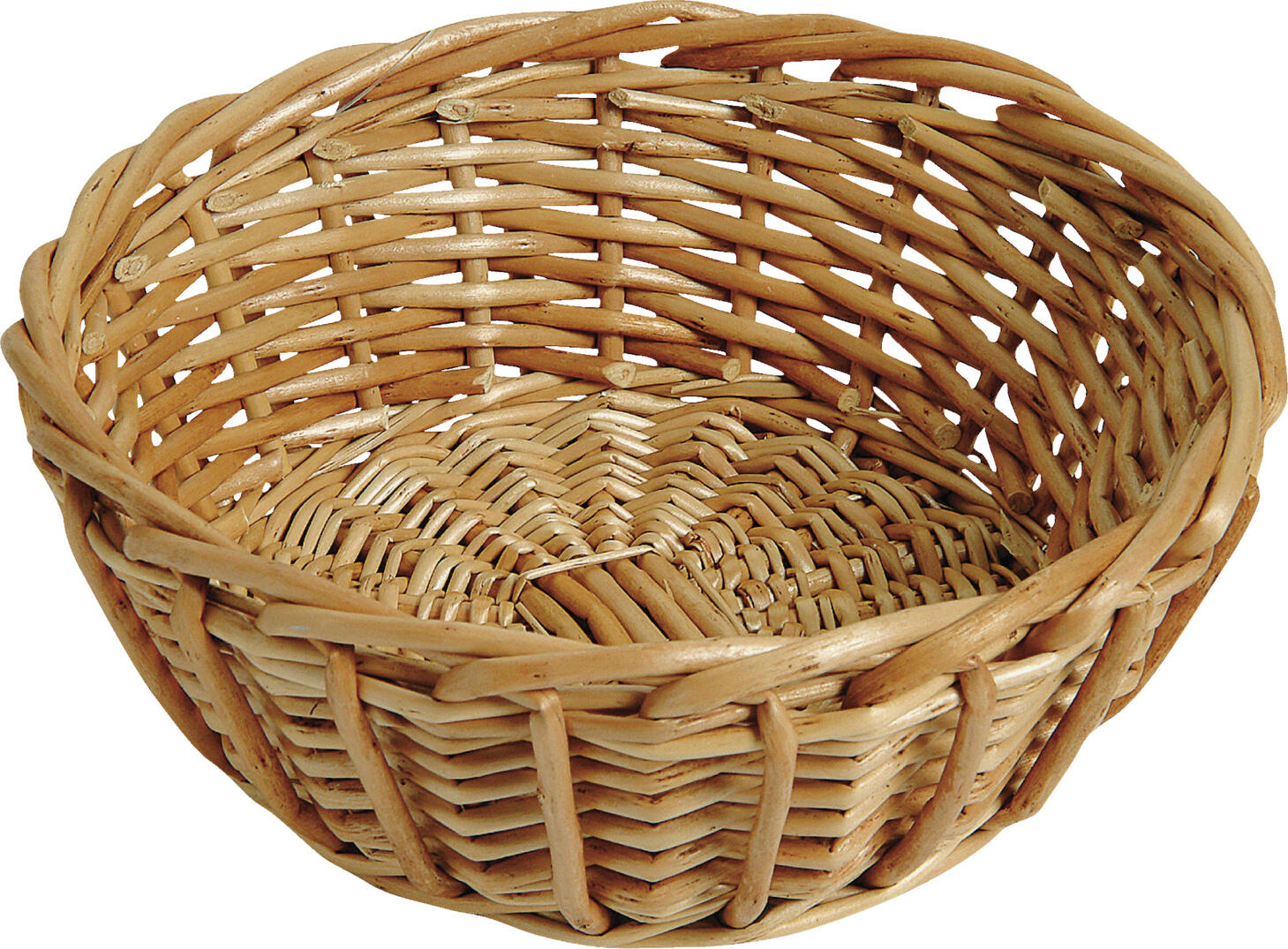 PULSIVA Round Table Basket, Solid Willow Natural Wood, Food Safe, 14 cm Diameter x 6 cm Height, Sturdy Rim
