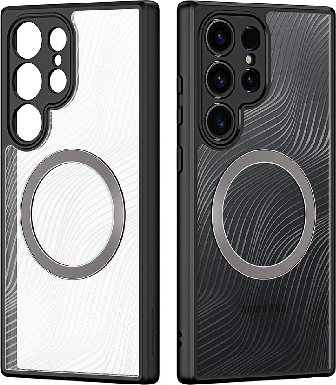 Husa Dux Ducis Aimo MagSafe pentru Samsung Galaxy S24 Ultra, Cover Hibrid din Policarbonat Rigid si TPU cu Inel Magnetic, Design Mat Anti-Amprente