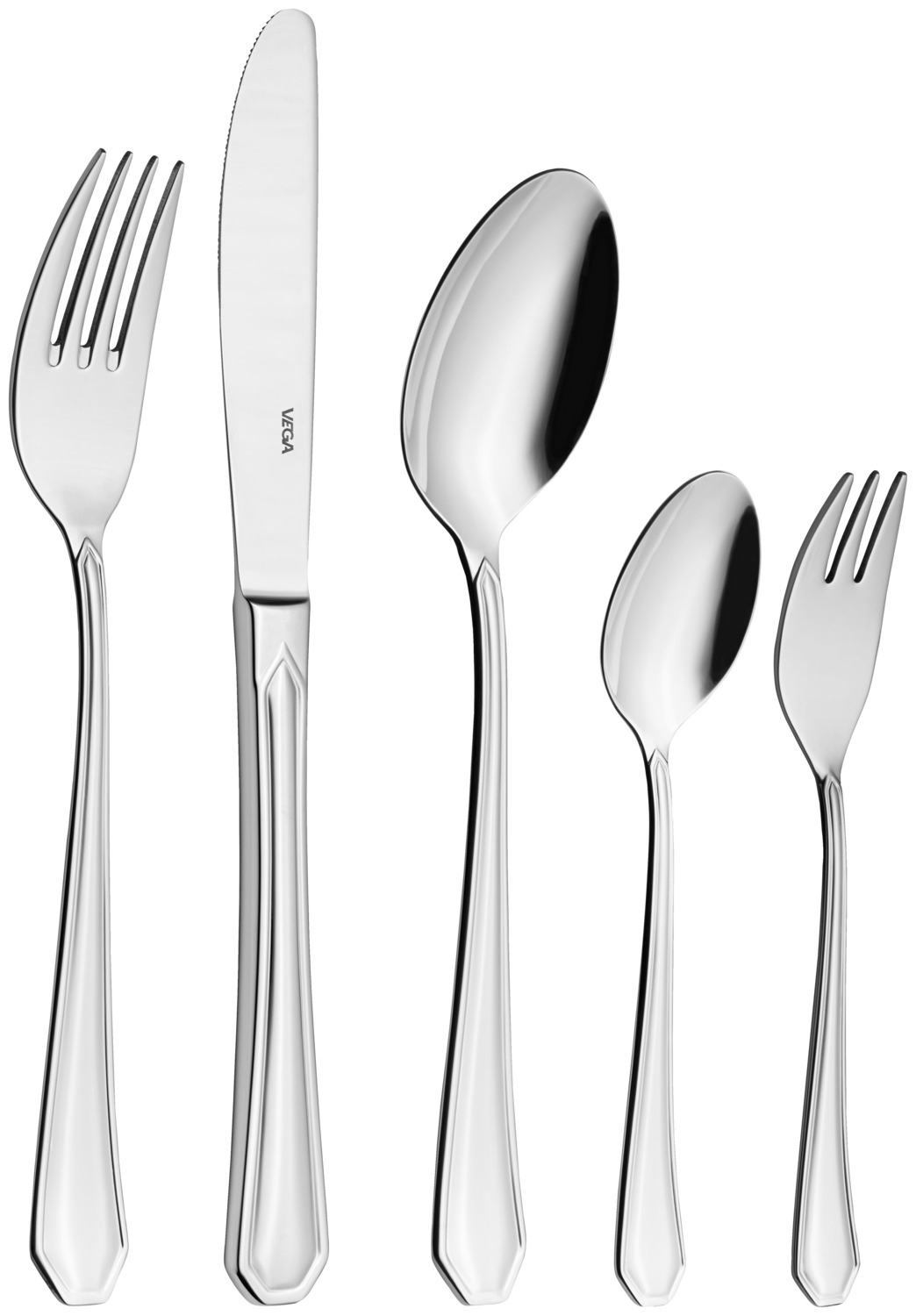 VEGA Tunis Starter and Dessert Spoon, 18/10 Chrome-Nickel Stainless Steel, Mirror Polished, Rustproof, 18 cm, Silver