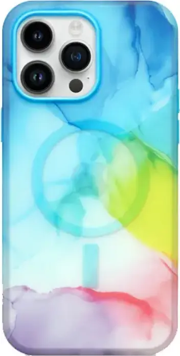 Чехол Coteci Colorful MagSafe для iPhone 14 Pro, Защитный кожух с радужным мраморным принтом и встроенными магнитами MagSafe