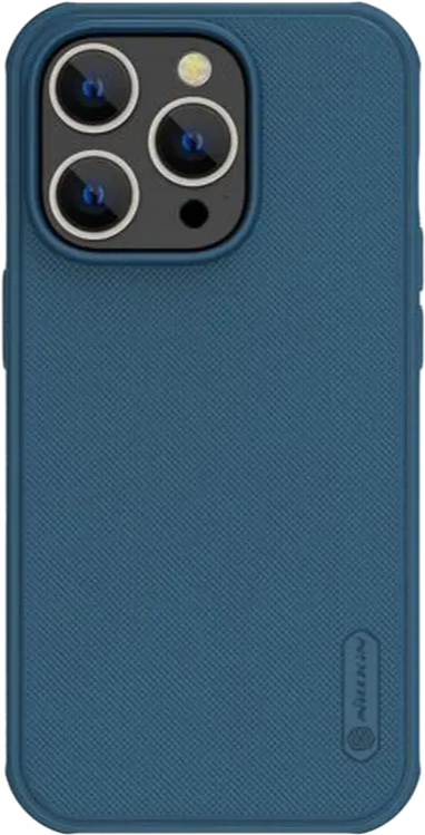 Husa Nillkin Super Frosted Shield Pro pentru Apple iPhone 14 Pro Max, Spate PC Rrigid si Margini TPU Soft, Airbaguri Shock-Absorbante, Anti-Amprente Albastru