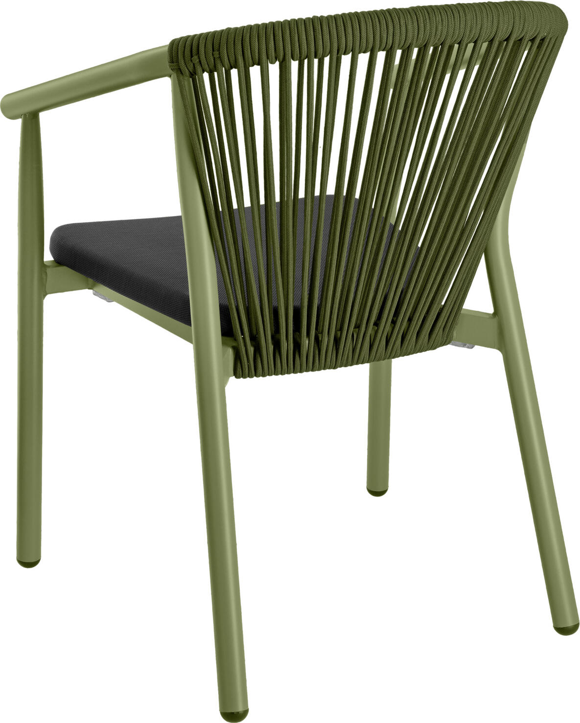 VEGA Calvo II Outdoor Stacking Chair, Powder-Coated Aluminum Frame, Rope Wickerwork Backrest, Weatherproof and UV-Resistant, 58x60x79 cm