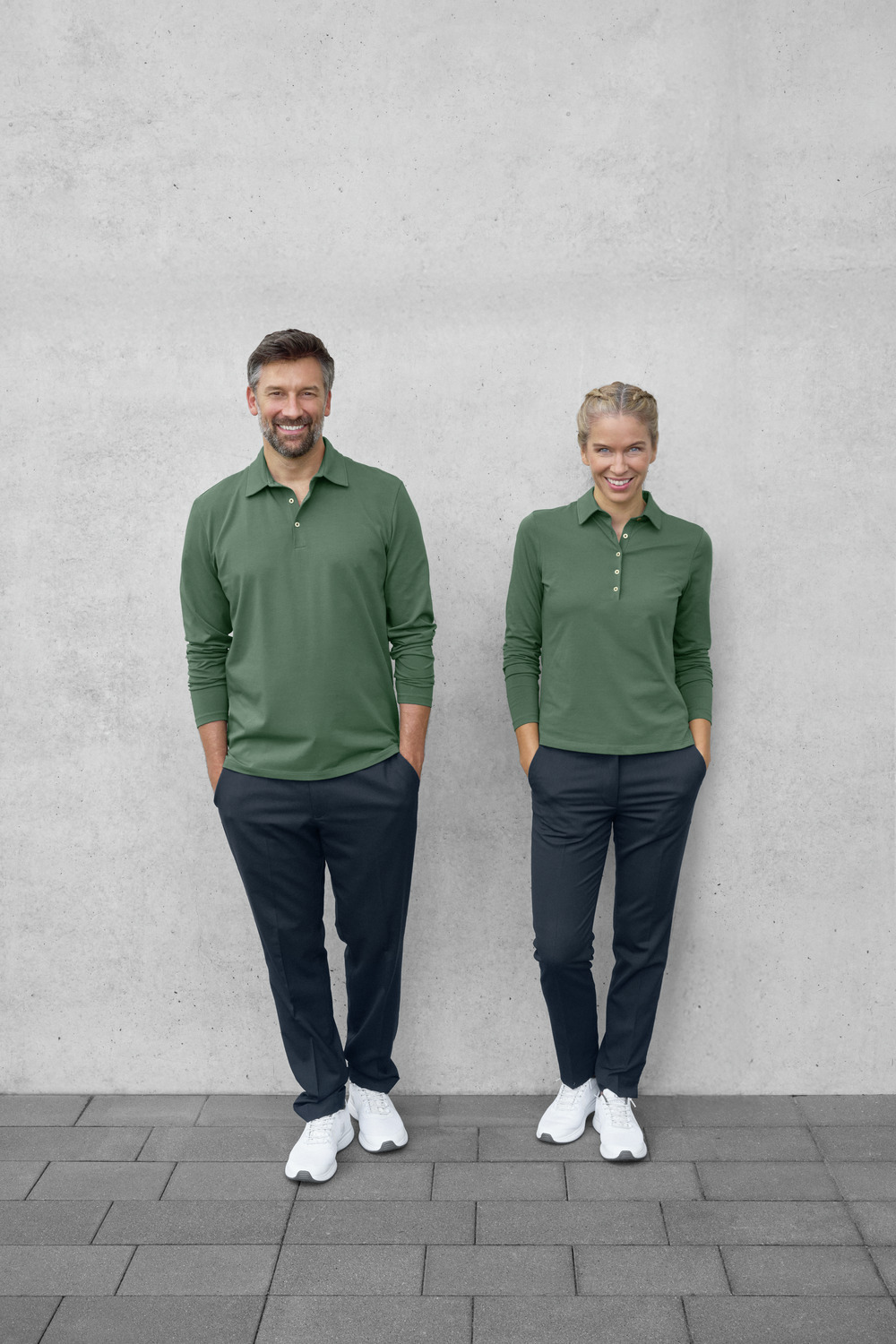 Tricou Polo JOBELINE Malme cu Maneca Lunga pentru Barbati, Jersey din 95% Bumbac si 5% Elastan, Placket cu 3 Butoane, Pentru Horeca, OEKO-TEX Standard 100