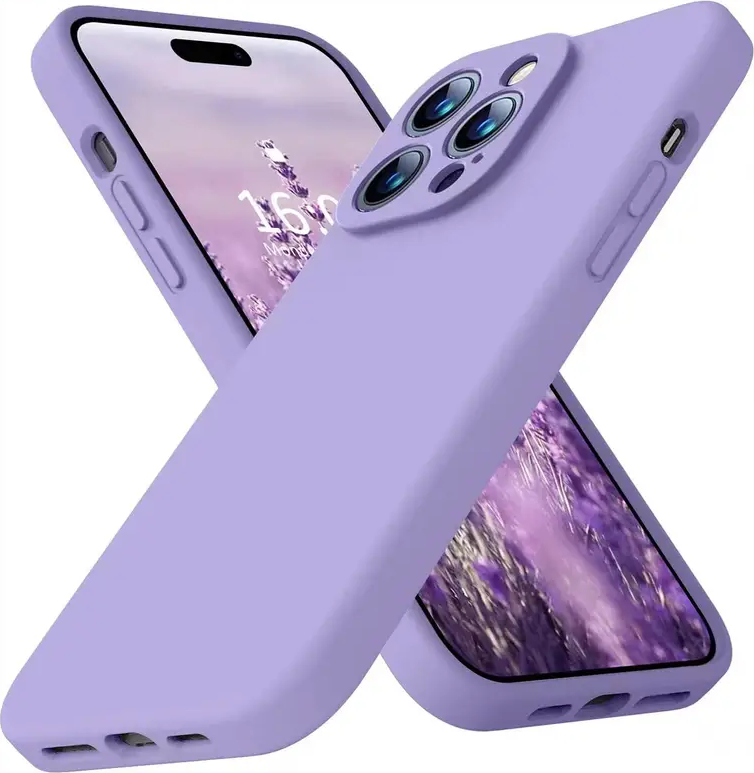 Силиконовый защитный чехол цвета лила с поддержкой MagSafe для iPhone 14 Pro и более новых моделей с Dynamic Island, вырез под тройную камеру