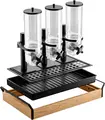 Dispensator de Cereale Triplu VEGA Esino Hamshire, Capacitate 3 x 4L, Baza din Lemn de Stejar Masiv, Recipiente Tritan fara BPA, Dimensiune GN 1/1