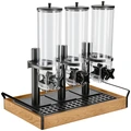 Dispensator de Cereale Triplu VEGA Esino Hamshire, Capacitate 3 x 4L, Baza din Lemn de Stejar Masiv, Recipiente Tritan fara BPA, Dimensiune GN 1/1