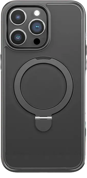 Rock Guard Foldable MagSafe Case for iPhone 15 Pro, Protective Cover with Integrated Alloy Ring Stand, Adjustable 40-70 Degree Angle Bracket
