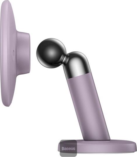 Suport Auto Magnetic Baseus C01 pentru Bord cu Adeziv, Culoare Mov Crem, 4 Magneti de Neodim, Rotire 360 Grade, Clip pentru Cablu, Compatibilitate Universala