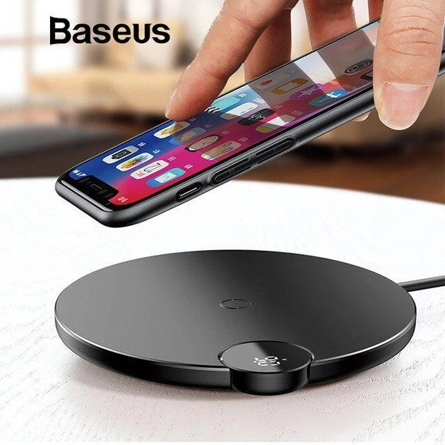 Baseus BSWC-P21 Wireless Charging Pad, 10W Qi Fast Charger with Digital LED Display for Real-time Power Monitoring, Black