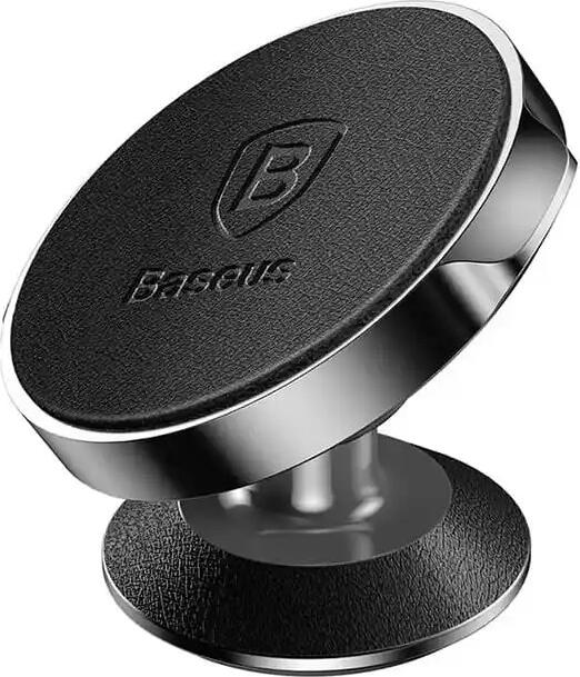 Baseus Small Ears Magnetic Phone Holder C40141403113-00, Vertical Aluminum Alloy and Leather Bracket, 360 Rotation, 4 Neodymium Magnets, 3M Adhesive