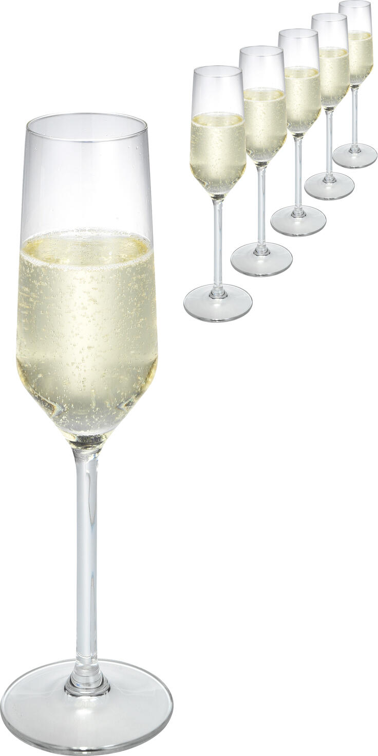 Royal Leerdam Carre Sparkling Wine Glass, 220 ml, Transparent Glass, Long Stemmed, Dishwasher Safe, Elegant Angled Bowl