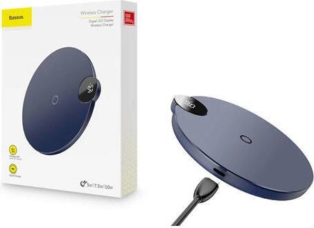Baseus BSWC-P21 Wireless Charger Qi-Enabled with Digital LED Display, USB-C Input, 10W Max Fast Charging for Smartphones
