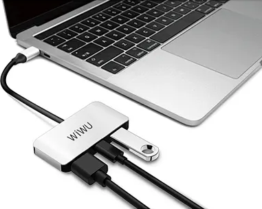 WiWU Alpha C2H 3-in-1 USB-C Hub, 4K HDMI, USB 3.0 5Gbps, 100W Power Delivery PD, Aluminum Alloy Shell, Gray